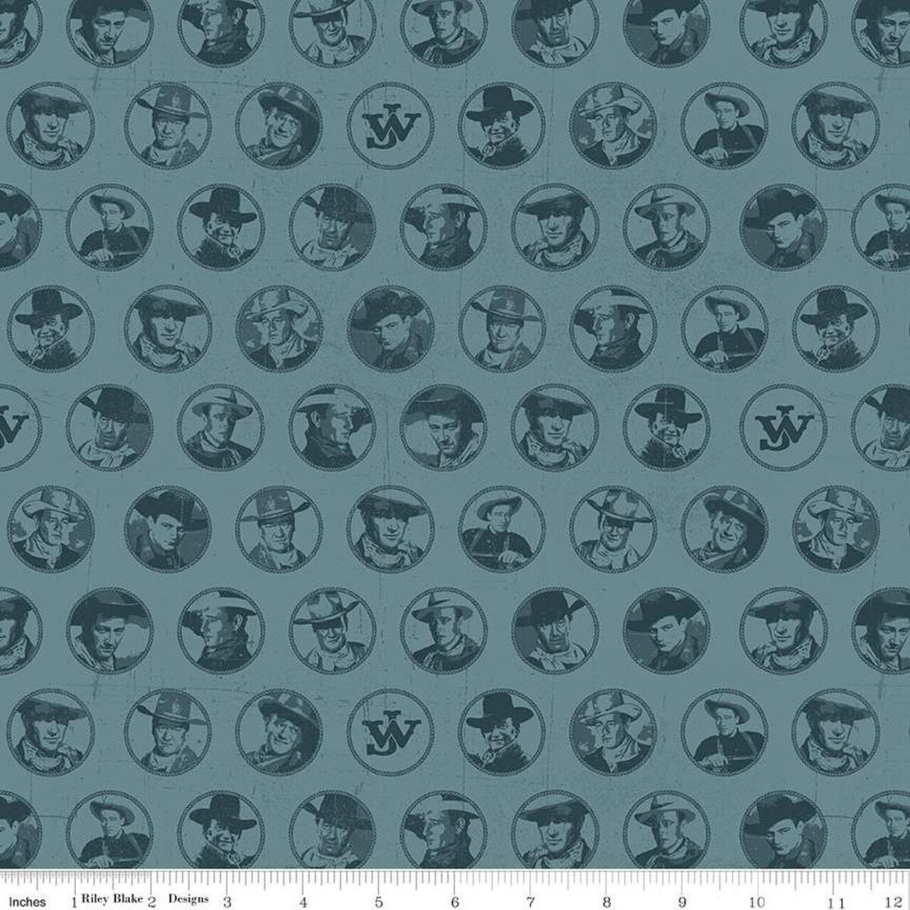 Fabric Riley Blake Denim Circles John Wayne American West by the Quarter Yard C16622-DENIM